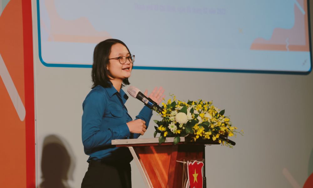Bà Trần Thu Hà Phó Bí Thư Thành Đoàn, Chủ Tịch Hội đồng Đội Thành Phố Phát Biểu Tại Sự Kiện