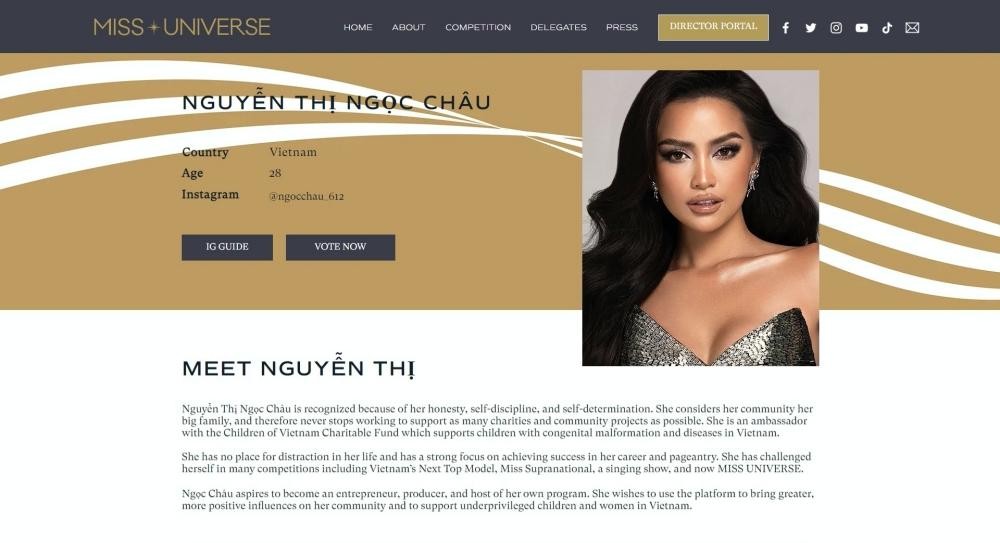Hinh Anh Profile Hoa Hau Ngoc Chau Chinh Thuc Xuat Hien Tren Trang Chu Miss Universe 1