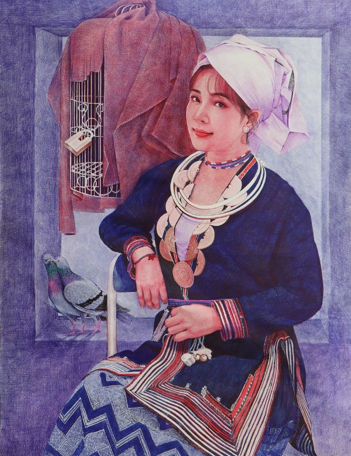 Lê Vinh Ngày Bình Yên Bút Bi 120x100cm 2022