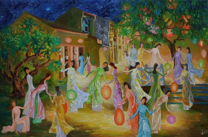 Trần Hữu Dũng Đêm Hội An 80x120cm Acrylic 2021