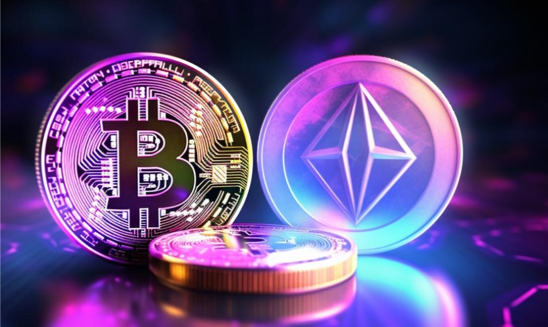 072702crypto News Bitcoin And Ethereum Blurry Hologram Nft Blackground Bright Neon Colors D181yberpunk Style V52 072610 1