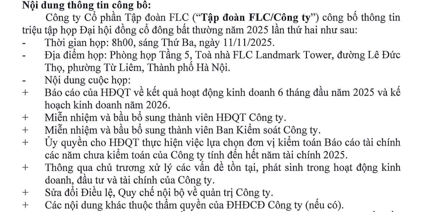 HĐQT đồng loạt từ nhiệm, FLC triệu tập phiên họp bất thường HĐQT đồng loạt từ nhiệm, FLC triệu tập phiên họp bất thường